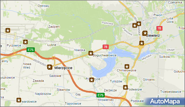 mapa Boguchwałowice, Boguchwałowice na mapie Targeo