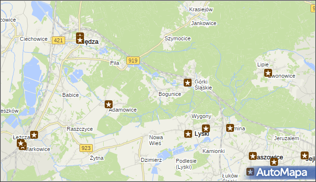 mapa Bogunice, Bogunice na mapie Targeo