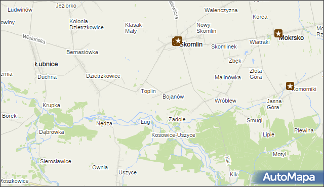 mapa Bojanów gmina Skomlin, Bojanów gmina Skomlin na mapie Targeo
