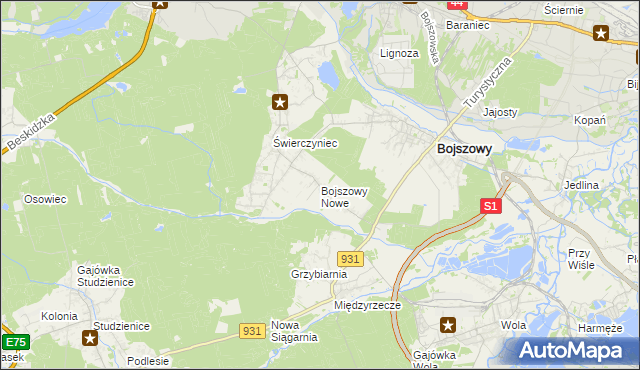 mapa Bojszowy Nowe, Bojszowy Nowe na mapie Targeo