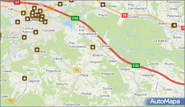 mapa Bolęcin gmina Trzebinia, Bolęcin gmina Trzebinia na mapie Targeo