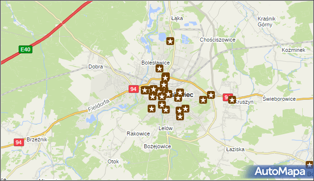 mapa Bolesławca, Bolesławiec na mapie Targeo