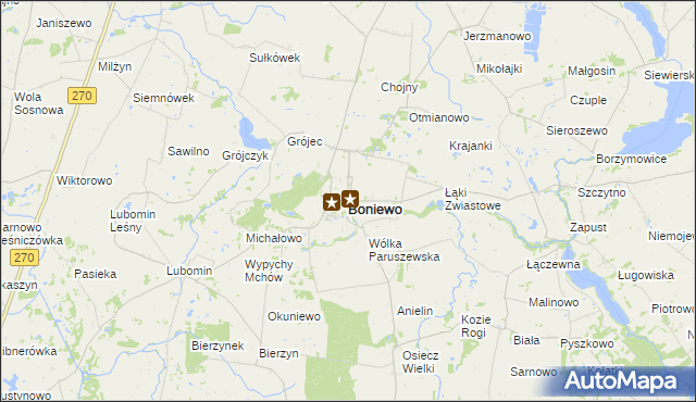 mapa Boniewo powiat włocławski, Boniewo powiat włocławski na mapie Targeo