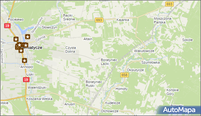 mapa Boratyniec Lacki, Boratyniec Lacki na mapie Targeo