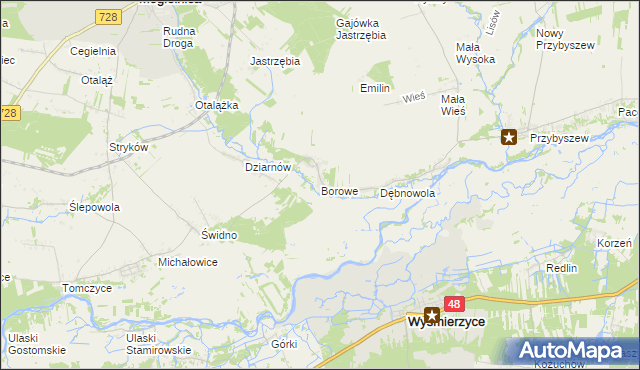 mapa Borowe gmina Mogielnica, Borowe gmina Mogielnica na mapie Targeo