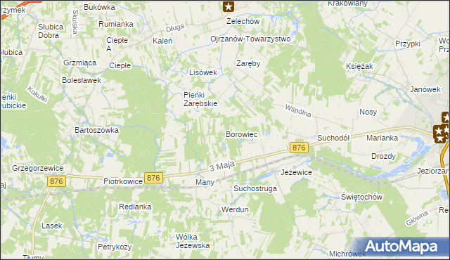 mapa Borowiec gmina Tarczyn, Borowiec gmina Tarczyn na mapie Targeo