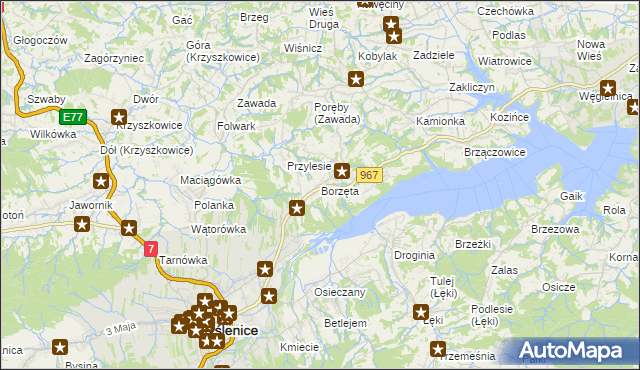 mapa Borzęta, Borzęta na mapie Targeo