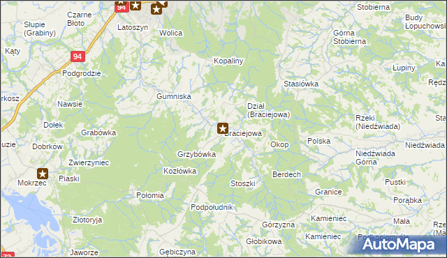 mapa Braciejowa, Braciejowa na mapie Targeo
