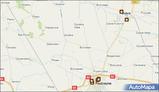 mapa Broniewo gmina Radziejów, Broniewo gmina Radziejów na mapie Targeo