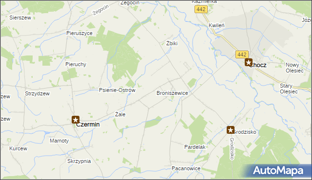 mapa Broniszewice, Broniszewice na mapie Targeo