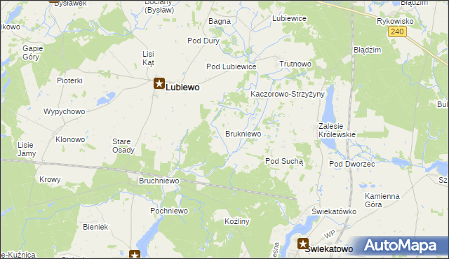 mapa Brukniewo, Brukniewo na mapie Targeo