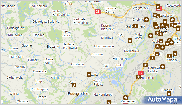 mapa Brzezna, Brzezna na mapie Targeo