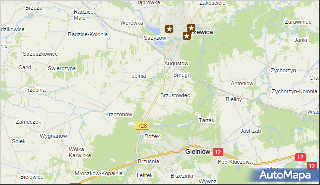 mapa Brzustowiec, Brzustowiec na mapie Targeo