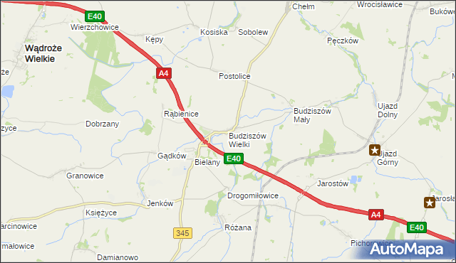 mapa Budziszów Wielki, Budziszów Wielki na mapie Targeo