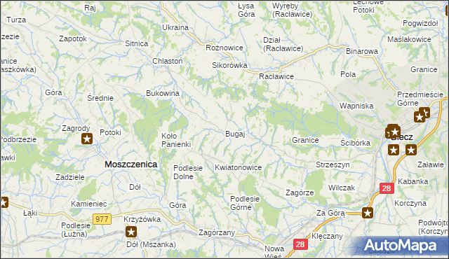 mapa Bugaj gmina Biecz, Bugaj gmina Biecz na mapie Targeo