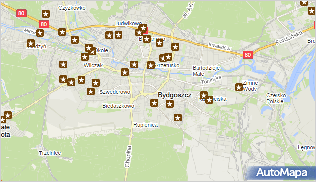mapa Bydgoszczy, Bydgoszcz na mapie Targeo
