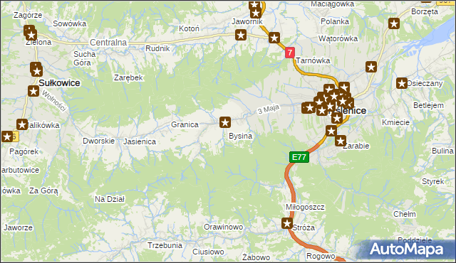 mapa Bysina, Bysina na mapie Targeo