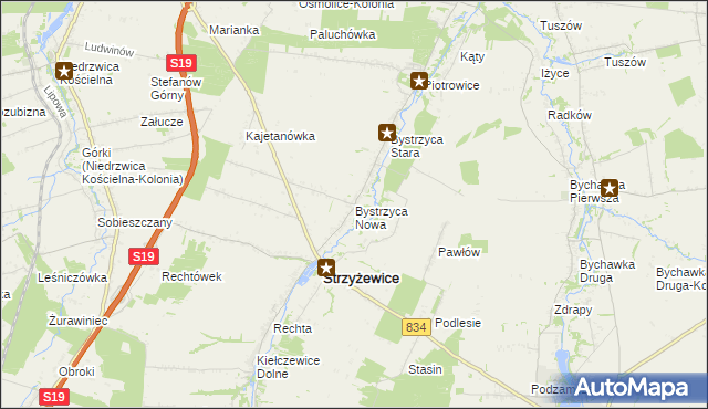 mapa Bystrzyca Nowa, Bystrzyca Nowa na mapie Targeo