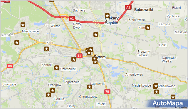 mapa Bytomia, Bytom na mapie Targeo