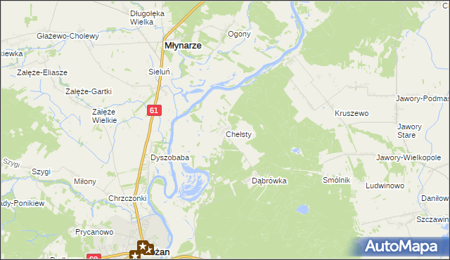 mapa Chełsty gmina Różan, Chełsty gmina Różan na mapie Targeo