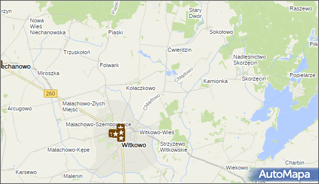 mapa Chłądowo, Chłądowo na mapie Targeo