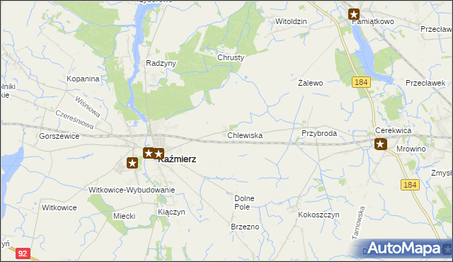 mapa Chlewiska gmina Kaźmierz, Chlewiska gmina Kaźmierz na mapie Targeo