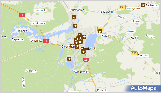 mapa Chodzież, Chodzież na mapie Targeo