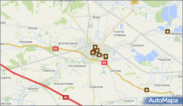 mapa Chojnów powiat legnicki, Chojnów powiat legnicki na mapie Targeo
