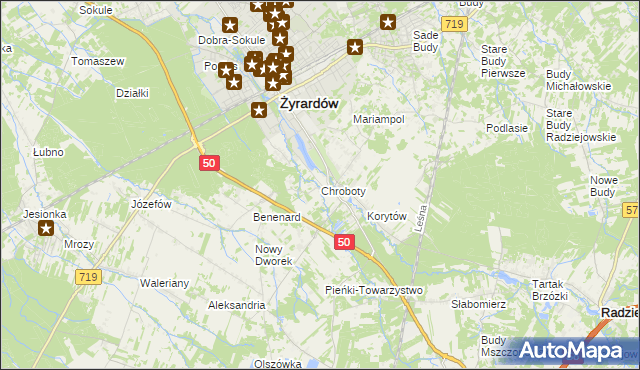 mapa Chroboty, Chroboty na mapie Targeo