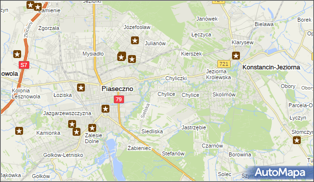 mapa Chylice gmina Piaseczno, Chylice gmina Piaseczno na mapie Targeo