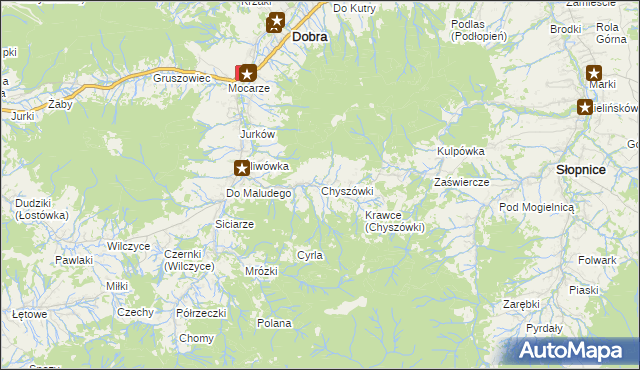 mapa Chyszówki, Chyszówki na mapie Targeo