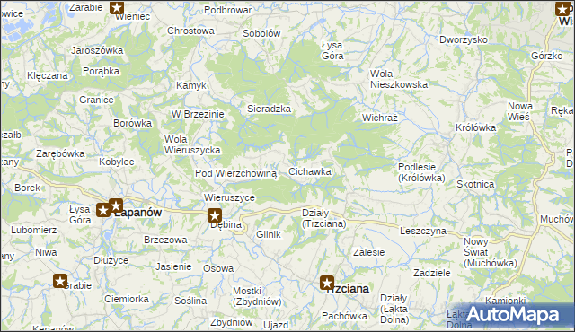 mapa Cichawka, Cichawka na mapie Targeo
