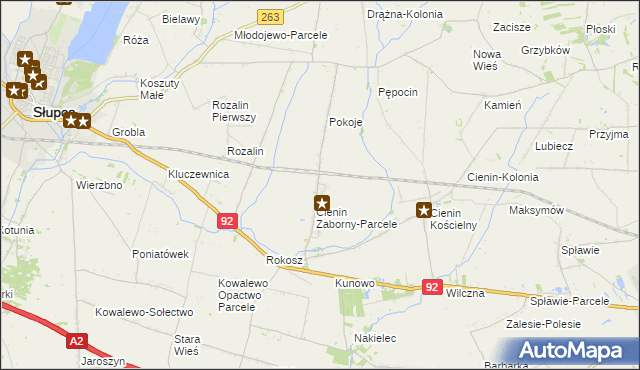 mapa Cienin Zaborny, Cienin Zaborny na mapie Targeo