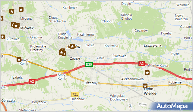 mapa Cisie gmina Halinów, Cisie gmina Halinów na mapie Targeo