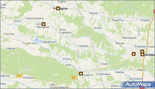 mapa Cisówka gmina Stanisławów, Cisówka gmina Stanisławów na mapie Targeo