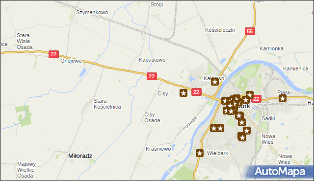 mapa Cisy gmina Malbork, Cisy gmina Malbork na mapie Targeo