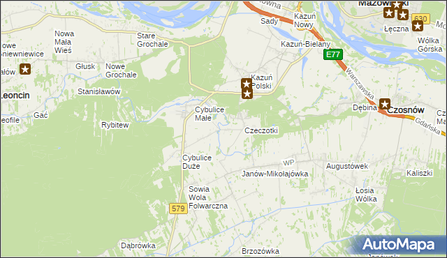 mapa Cybulice, Cybulice na mapie Targeo