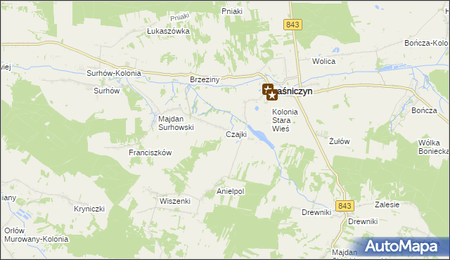 mapa Czajki gmina Kraśniczyn, Czajki gmina Kraśniczyn na mapie Targeo