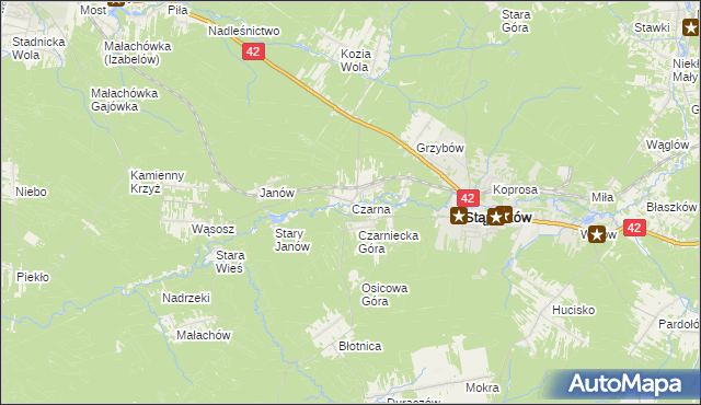 mapa Czarna gmina Stąporków, Czarna gmina Stąporków na mapie Targeo