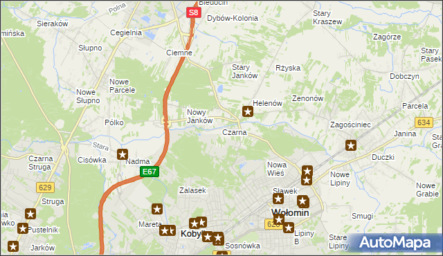 mapa Czarna gmina Wołomin, Czarna gmina Wołomin na mapie Targeo