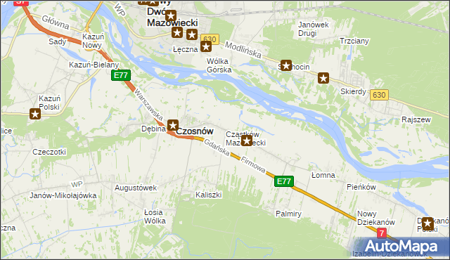 mapa Cząstków Mazowiecki, Cząstków Mazowiecki na mapie Targeo