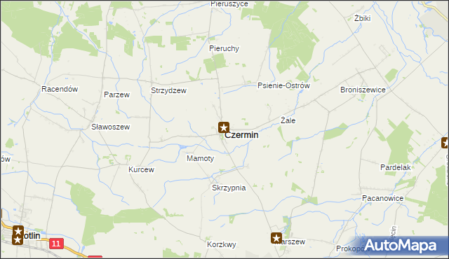 mapa Czermin powiat pleszewski, Czermin powiat pleszewski na mapie Targeo