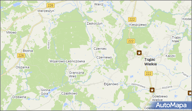 mapa Czerniewo gmina Trąbki Wielkie, Czerniewo gmina Trąbki Wielkie na mapie Targeo