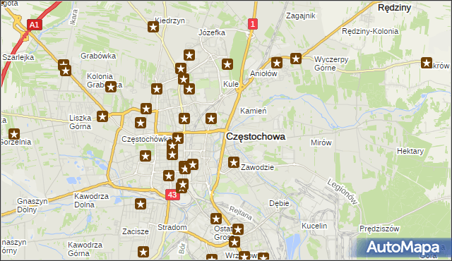 mapa Częstochowy, Częstochowa na mapie Targeo