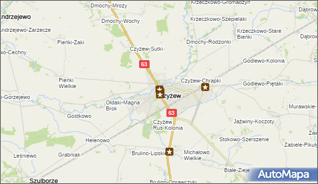 mapa Czyżew powiat wysokomazowiecki, Czyżew powiat wysokomazowiecki na mapie Targeo