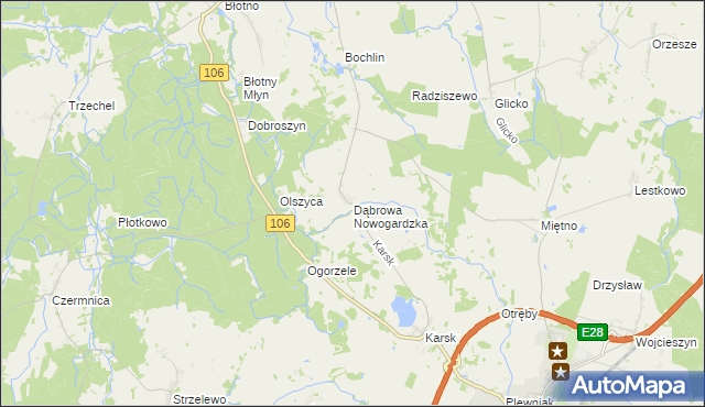 mapa Dąbrowa Nowogardzka, Dąbrowa Nowogardzka na mapie Targeo