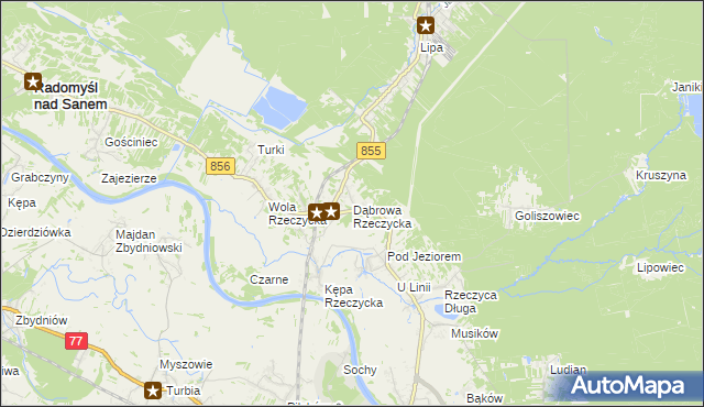 mapa Dąbrowa Rzeczycka, Dąbrowa Rzeczycka na mapie Targeo