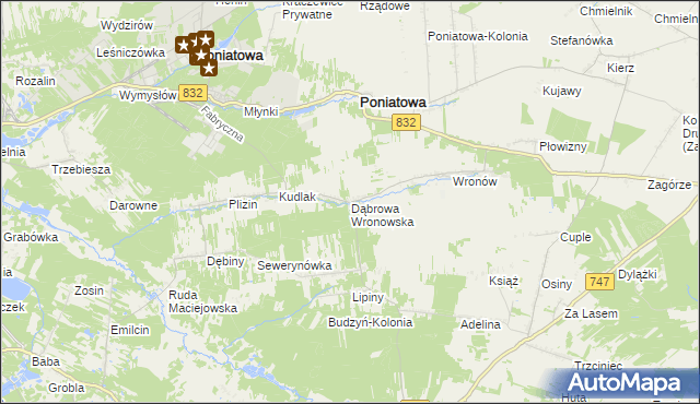 mapa Dąbrowa Wronowska, Dąbrowa Wronowska na mapie Targeo