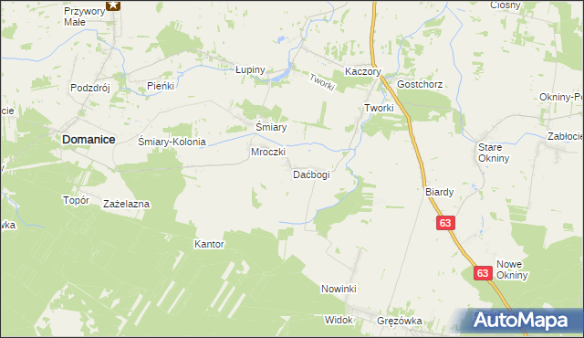 mapa Daćbogi gmina Wiśniew, Daćbogi gmina Wiśniew na mapie Targeo