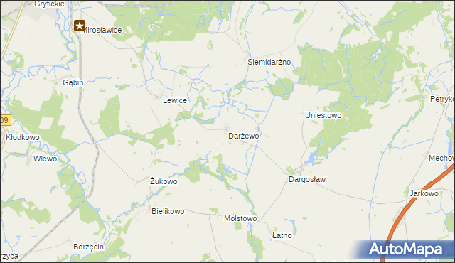 mapa Darżewo gmina Brojce, Darżewo gmina Brojce na mapie Targeo